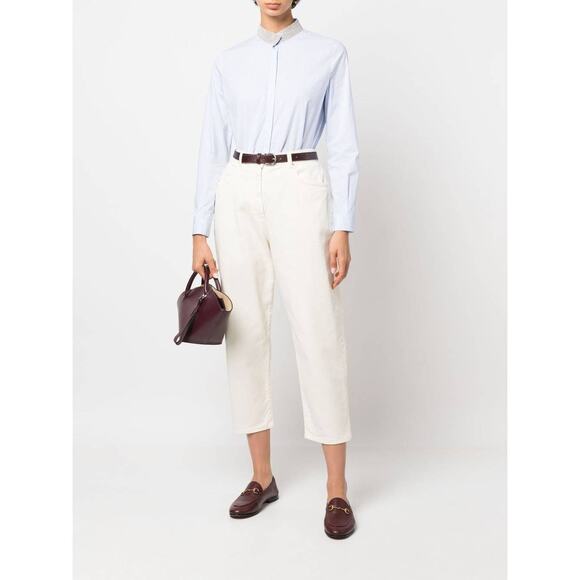 Fabiana Filippi Womens Cropped Trouser US 10 IT46 Cream Pants High Rise NWOT
